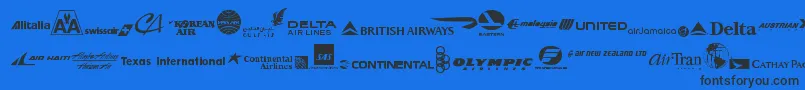 AirlineLogos Font – Black Fonts on Blue Background