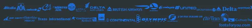 AirlineLogos Font – Blue Fonts on Black Background