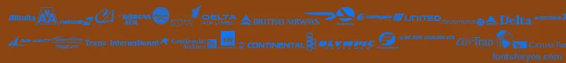 Czcionka AirlineLogos – niebieskie czcionki na brązowym tle