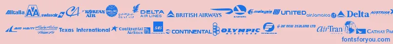 AirlineLogos Font – Blue Fonts on Pink Background