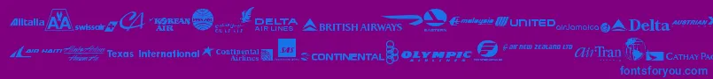 AirlineLogos Font – Blue Fonts on Purple Background