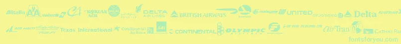 AirlineLogos Font – Green Fonts on Yellow Background