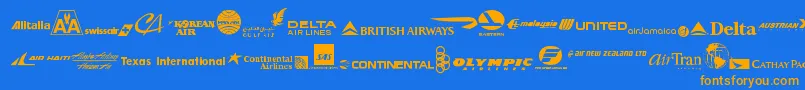 AirlineLogos-Schriftart – Orangefarbene Schriften auf blauem Hintergrund