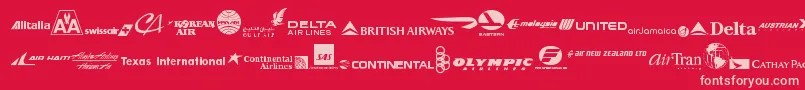 AirlineLogos-fontti – vaaleanpunaiset fontit punaisella taustalla