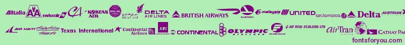 AirlineLogos Font – Purple Fonts on Green Background