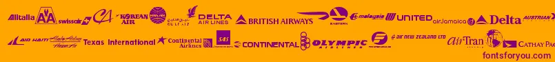 AirlineLogos Font – Purple Fonts on Orange Background