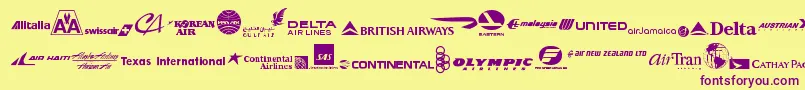 AirlineLogos Font – Purple Fonts on Yellow Background
