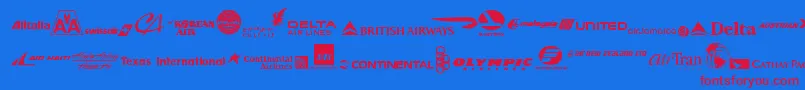 AirlineLogos Font – Red Fonts on Blue Background
