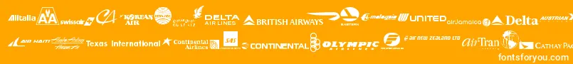 AirlineLogos-Schriftart – Weiße Schriften auf orangefarbenem Hintergrund