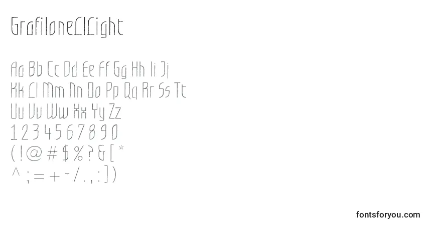 GrafiloneLlLight-fontti – aakkoset, numerot, erikoismerkit
