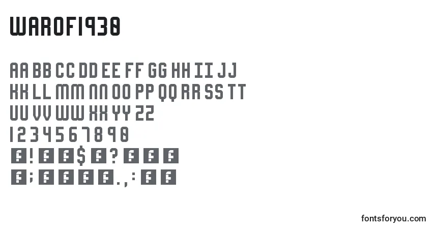 A fonte WarOf1930 – alfabeto, números, caracteres especiais