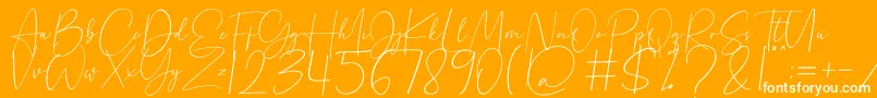 Beholder-Schriftart – Weiße Schriften auf orangefarbenem Hintergrund