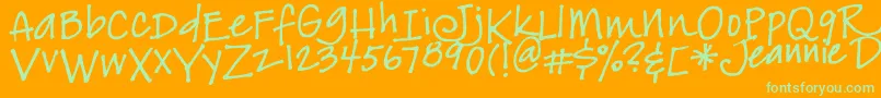 Jeansfont-fontti – vihreät fontit oranssilla taustalla