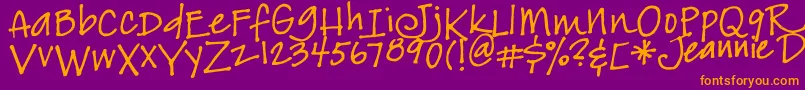 Jeansfont Font – Orange Fonts on Purple Background