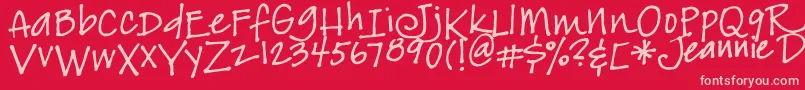 Jeansfont Font – Pink Fonts on Red Background