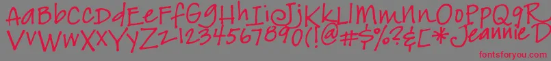 Jeansfont Font – Red Fonts on Gray Background