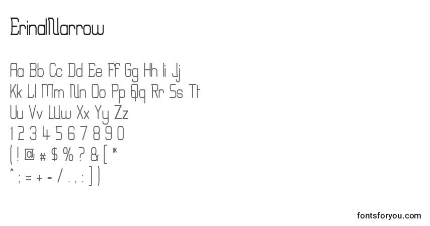 ErinalNarrow-fontti – aakkoset, numerot, erikoismerkit