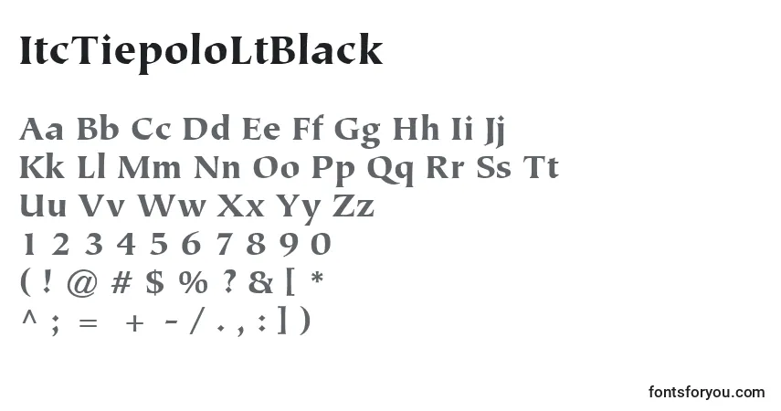 Шрифт ItcTiepoloLtBlack – алфавит, цифры, специальные символы