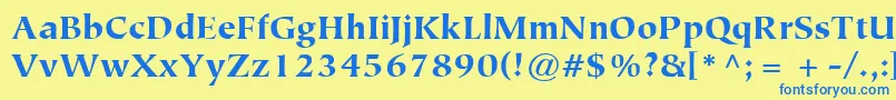 フォントItcTiepoloLtBlack – 青い文字が黄色の背景にあります。