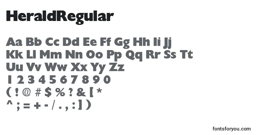 HeraldRegular-fontti – aakkoset, numerot, erikoismerkit