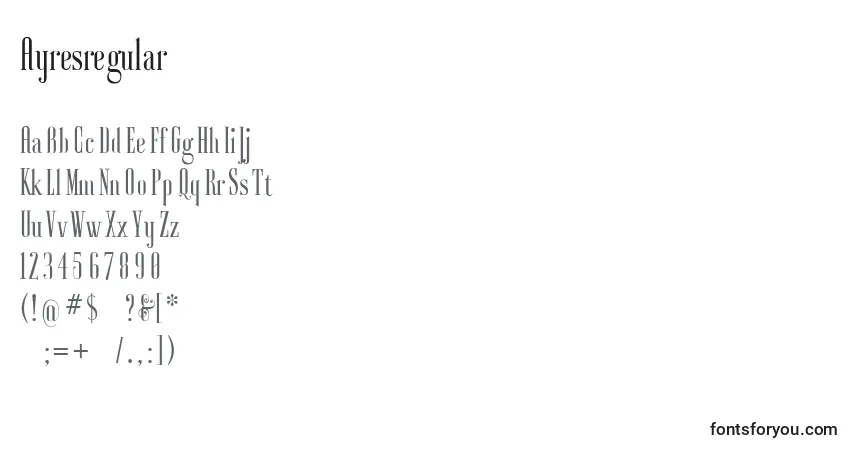 Шрифт Ayresregular – алфавит, цифры, специальные символы