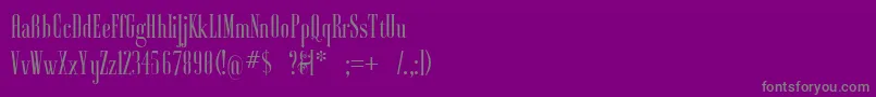 Ayresregular-fontti – harmaat kirjasimet violetilla taustalla