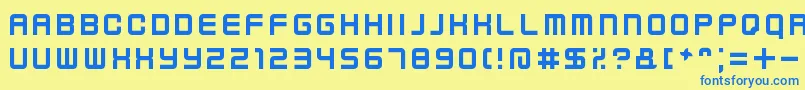 フォントKenneyFutureNarrow – 青い文字が黄色の背景にあります。