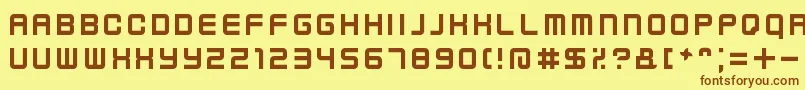 フォントKenneyFutureNarrow – 茶色の文字が黄色の背景にあります。