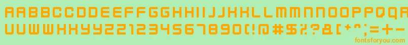 KenneyFutureNarrow-Schriftart – Orangefarbene Schriften auf grünem Hintergrund