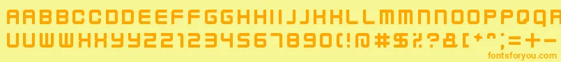 フォントKenneyFutureNarrow – オレンジの文字が黄色の背景にあります。