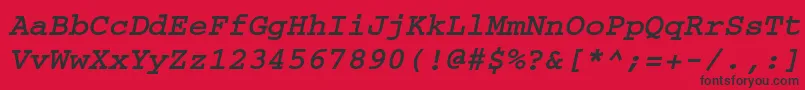 Czcionka CouriermaccttBolditalic – czarne czcionki na czerwonym tle