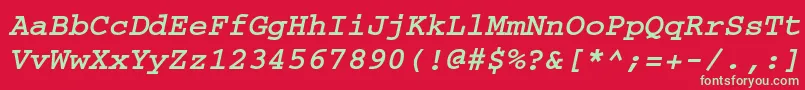 CouriermaccttBolditalic Font – Green Fonts on Red Background