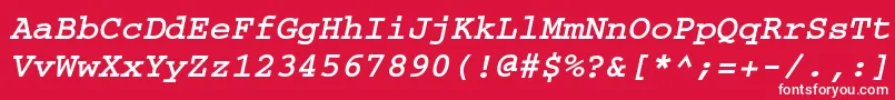 フォントCouriermaccttBolditalic – 赤い背景に白い文字