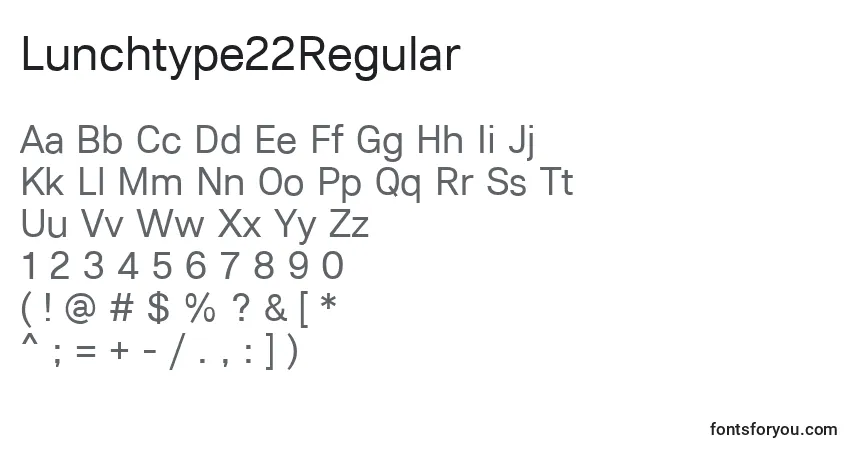 Lunchtype22Regular-fontti – aakkoset, numerot, erikoismerkit