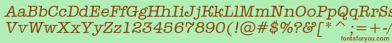 Fonte AOldtyperItalic – fontes marrons em um fundo verde