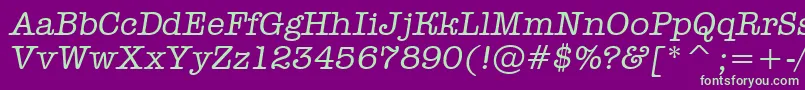 AOldtyperItalic-fontti – vihreät fontit violetilla taustalla