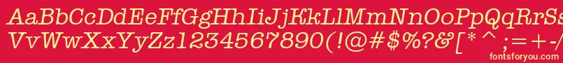 Fonte AOldtyperItalic – fontes amarelas em um fundo vermelho