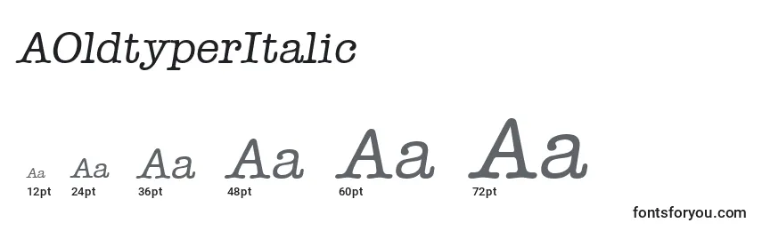 Tamanhos de fonte AOldtyperItalic