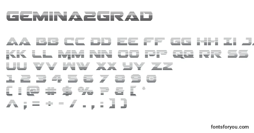 Czcionka Gemina2grad – alfabet, cyfry, specjalne znaki