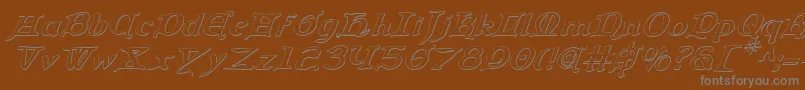 Queencountry3Di-fontti – harmaat kirjasimet ruskealla taustalla