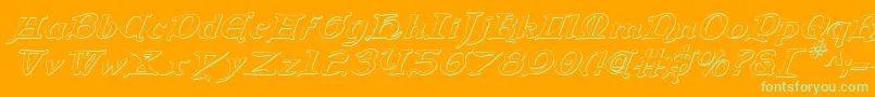 Queencountry3Di-Schriftart – Grüne Schriften auf orangefarbenem Hintergrund