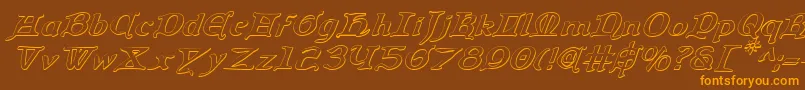 Queencountry3Di Font – Orange Fonts on Brown Background