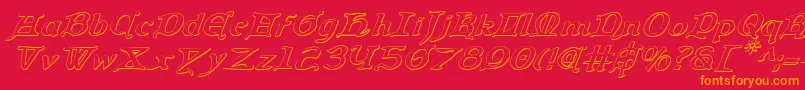 Queencountry3Di Font – Orange Fonts on Red Background