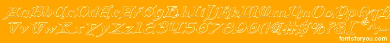 Queencountry3Di-Schriftart – Weiße Schriften auf orangefarbenem Hintergrund