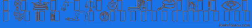 フォントMesures – 茶色の文字が青い背景にあります。