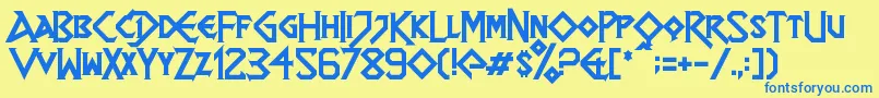 Dragonslapper-Schriftart – Blaue Schriften auf gelbem Hintergrund