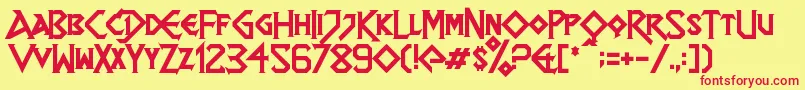 Dragonslapper-Schriftart – Rote Schriften auf gelbem Hintergrund