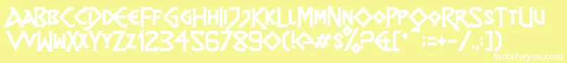 Dragonslapper-Schriftart – Weiße Schriften auf gelbem Hintergrund