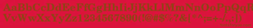 NewCenturySchoolbookРџРѕР»СѓР¶РёСЂРЅС‹Р№-Schriftart – Braune Schriften auf rotem Hintergrund