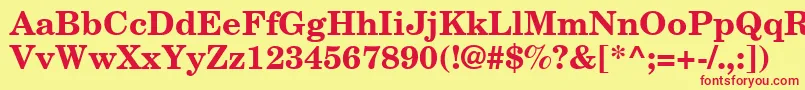 NewCenturySchoolbookРџРѕР»СѓР¶РёСЂРЅС‹Р№-Schriftart – Rote Schriften auf gelbem Hintergrund